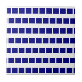 Keramische tegel blauw & wit gestreept geruit tegeltje