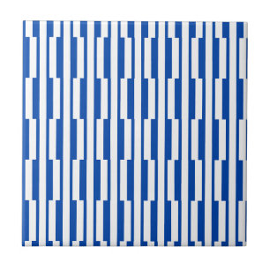 Keramische tegel blauw-wit gestreept tegeltje