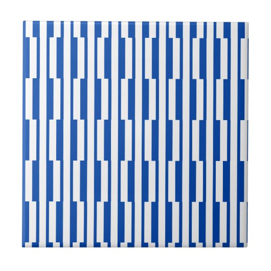 Keramische tegel blauw-wit gestreept tegeltje (Voorkant)