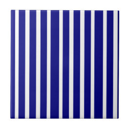 Keramische tegel blauw-wit gestreept tegeltje