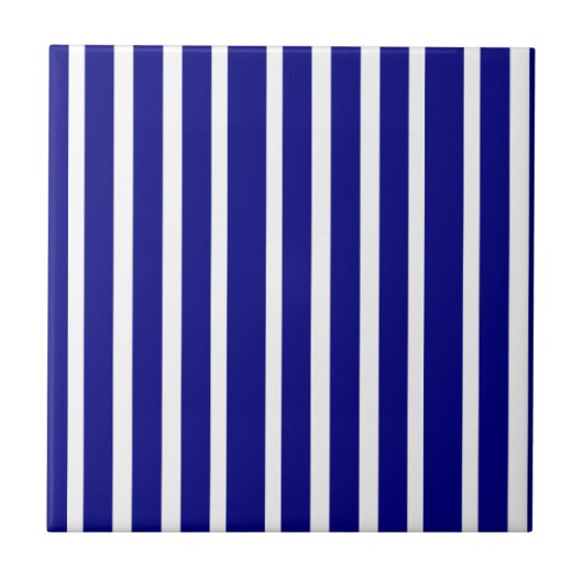Keramische tegel blauw-wit gestreept tegeltje (Voorkant)