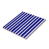 Keramische tegel blauw-wit gestreept tegeltje (Zijkant)