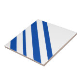 Keramische tegel blauw-wit gestreept tegeltje (Zijkant)