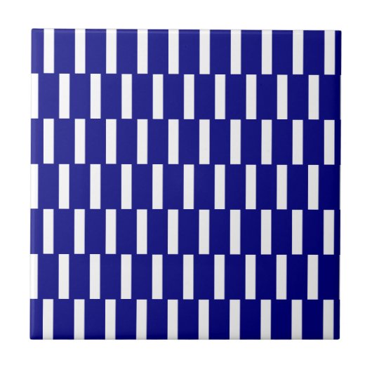 Keramische tegel blauw-wit gestreept tegeltje (Voorkant)