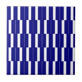 Keramische tegel blauw-wit gestreept tegeltje