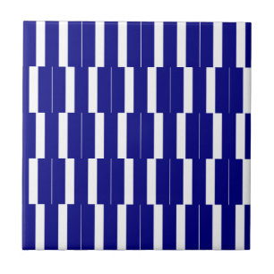 Keramische tegel blauw-wit gestreept tegeltje