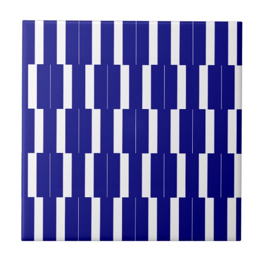 Keramische tegel blauw-wit gestreept tegeltje (Voorkant)