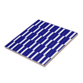 Keramische tegel blauw-wit gestreept tegeltje (Zijkant)