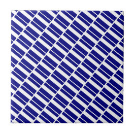 Keramische tegel blauw-wit gestreept tegeltje