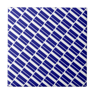 Keramische tegel blauw-wit gestreept tegeltje
