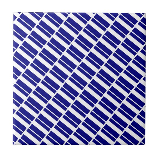 Keramische tegel blauw-wit gestreept tegeltje (Voorkant)