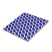 Keramische tegel blauw-wit gestreept tegeltje (Zijkant)