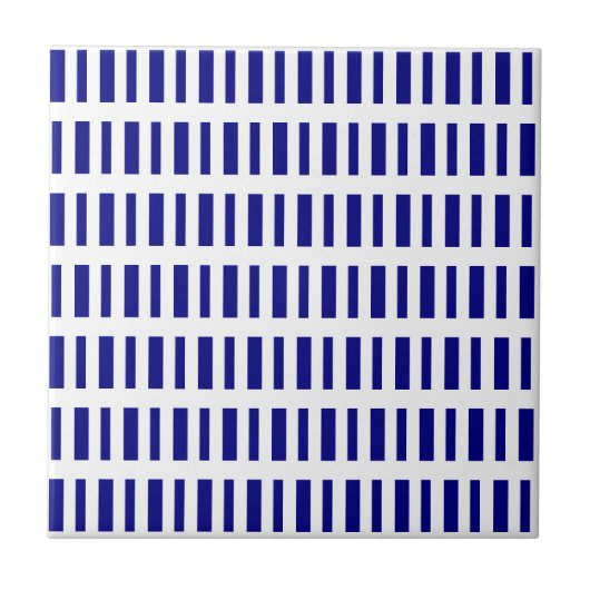 Keramische tegel blauw-wit gestreept tegeltje (Voorkant)