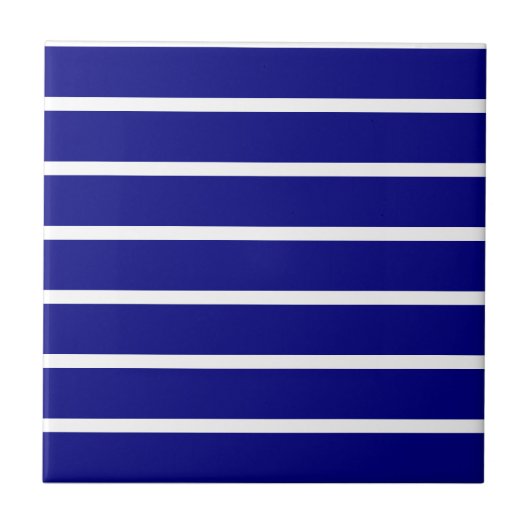 Keramische tegel blauw-wit gestreept tegeltje (Voorkant)