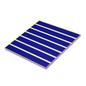 Keramische tegel blauw-wit gestreept tegeltje (Zijkant)