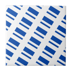 Keramische tegel blauw-wit gestreept tegeltje