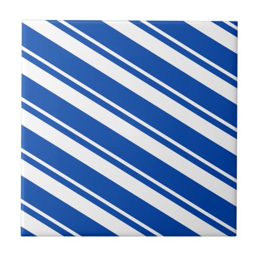 Keramische tegel blauw-wit gestreept tegeltje (Voorkant)
