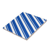 Keramische tegel blauw-wit gestreept tegeltje (Zijkant)