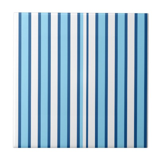 Keramische tegel blauw-wit gestreept tegeltje (Voorkant)