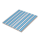 Keramische tegel blauw-wit gestreept tegeltje (Zijkant)