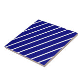Keramische tegel blauw-wit gestreept tegeltje (Zijkant)