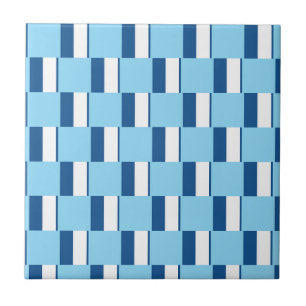 Keramische tegel blauw-wit gestreept tegeltje
