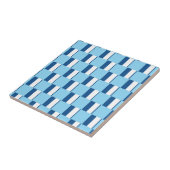 Keramische tegel blauw-wit gestreept tegeltje (Zijkant)