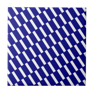 Keramische tegel blauw-wit gestreept tegeltje