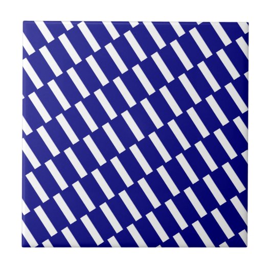 Keramische tegel blauw-wit gestreept tegeltje (Voorkant)
