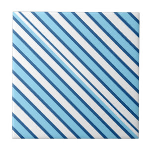 Keramische tegel blauw-wit gestreept tegeltje