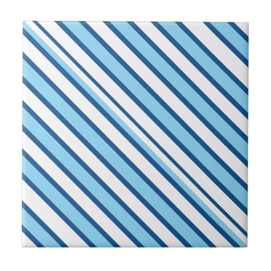 Keramische tegel blauw-wit gestreept tegeltje (Voorkant)
