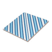 Keramische tegel blauw-wit gestreept tegeltje (Zijkant)