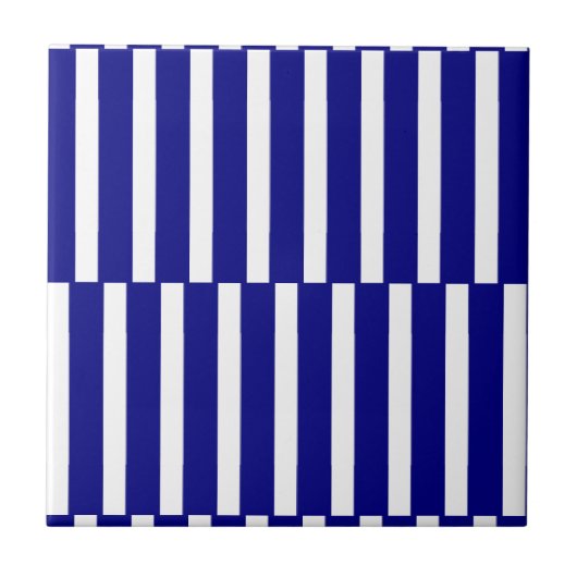 Keramische tegel blauw-wit gestreept tegeltje (Voorkant)
