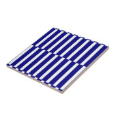 Keramische tegel blauw-wit gestreept tegeltje (Zijkant)