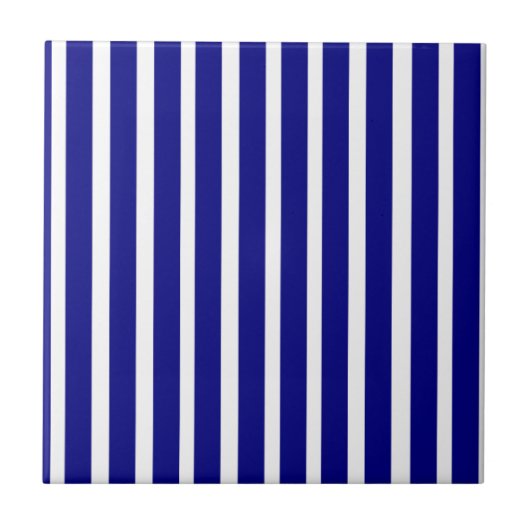 Keramische Tegel Blauw & Witte Streep Tegeltje (Voorkant)