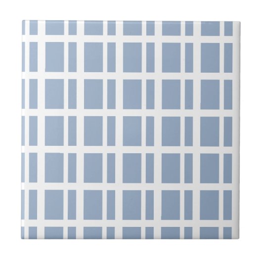 Keramische tegel blauw & witte streep tegeltje (Voorkant)