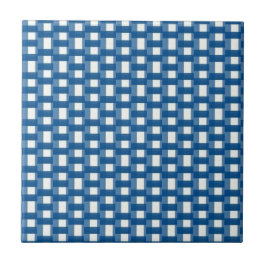 Keramische tegel blauw & witte streep vierkant tegeltje