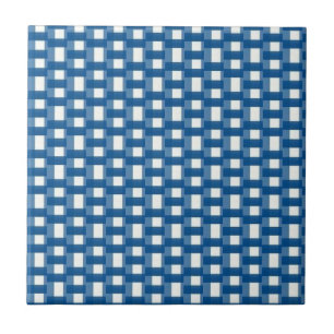 Keramische tegel blauw & witte streep vierkant tegeltje