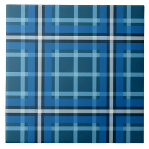 Keramische tegel blauwe tartan geruite schaakbordp tegeltje