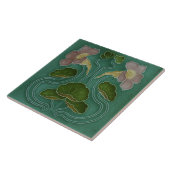 Keramische tegel - Bleek roze waterlinies Art Nouv Tegeltje (Zijkant)