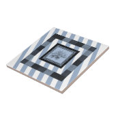 Keramische Tegel Blue Stripe Floral Tegeltje (Zijkant)