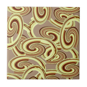 Keramische Tegel Brown Swirl Pattern Tegeltje