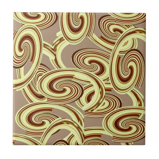 Keramische Tegel Brown Swirl Pattern Tegeltje (Voorkant)