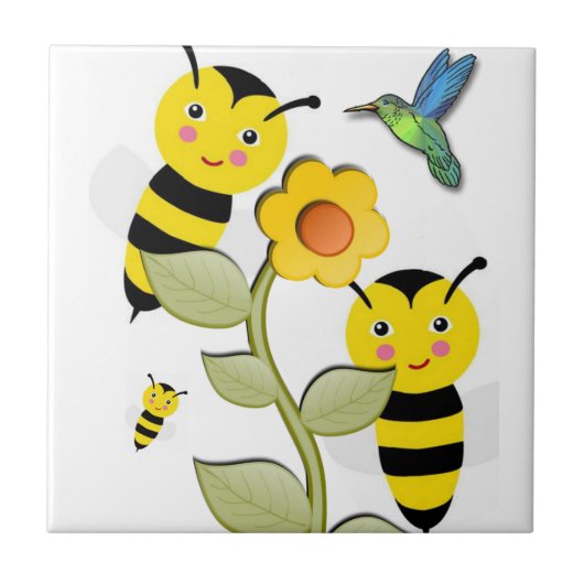 Keramische Tegel Bumblebee Tegeltje (Voorkant)