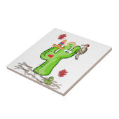 Keramische Tegel Cactus Bird Tegeltje (Zijkant)