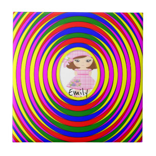 Keramische Tegel: Colorful Stripe Circular Tegeltje