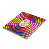 Keramische Tegel: Colorful Stripe Circular Tegeltje (Zijkant)