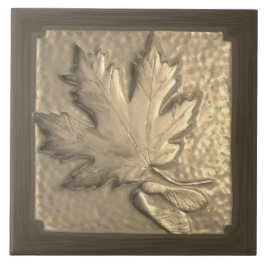 Keramische tegel, Craftsman Maple Leaf gouden toon Tegeltje