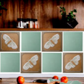 Keramische Tegel Craftsman Moth, in white & Ocher Tegeltje