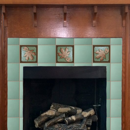 Keramische tegel, CraftsmanMaple Leaf groen en kop Tegeltje